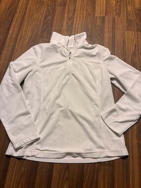 Fuda Women's White Textured Quarter-Zip Pullover Fleece